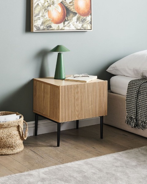 Picture of Orlane – Natural Wood Bedside Table with Modern Design