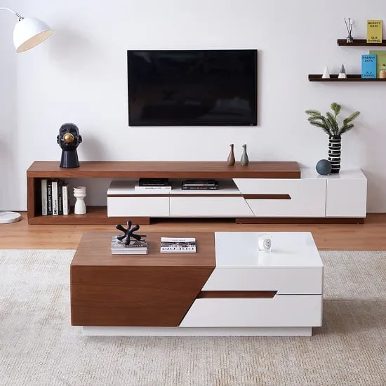 Picture of Rikke Tables Set – Natural Wood TV Unit & Coffee Table