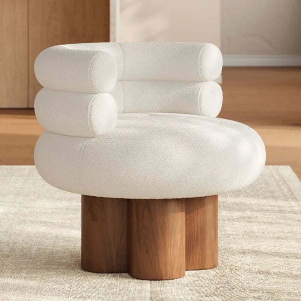 Picture of Polla Round Lounge Chair – Triple Backrest & Solid Wood Base