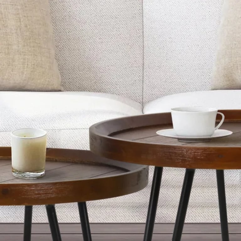 صورة طاولة جانبية حديثة خشب طبيعي هارڤ  - قطعيتن