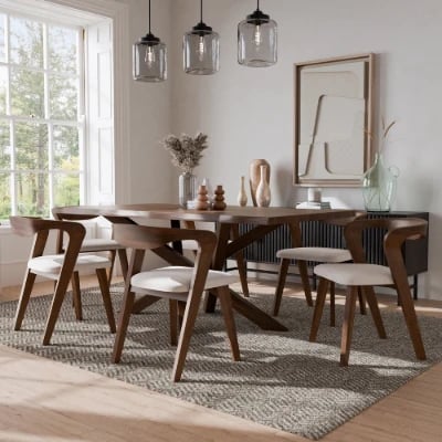 Aurela Rectangular Dining Set – Natural Wood