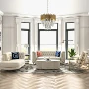 Versailles – Elegant Sofa Set with 2 Couches, Armchair & Coffee Table with Gold Accents