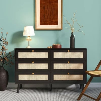 Picture of Maven – Black Rattan 6-Drawer Chest