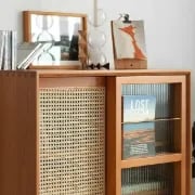 Patrick Storage Cabinet Natural Wood with Rattan