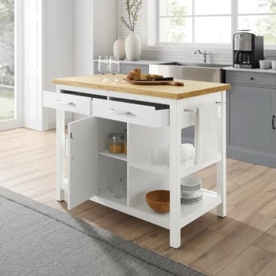 Flury Small Kitchen Island with storage