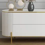 Picture of Clarva Curved TV Unit  – Gold Frame & Fluted Charm