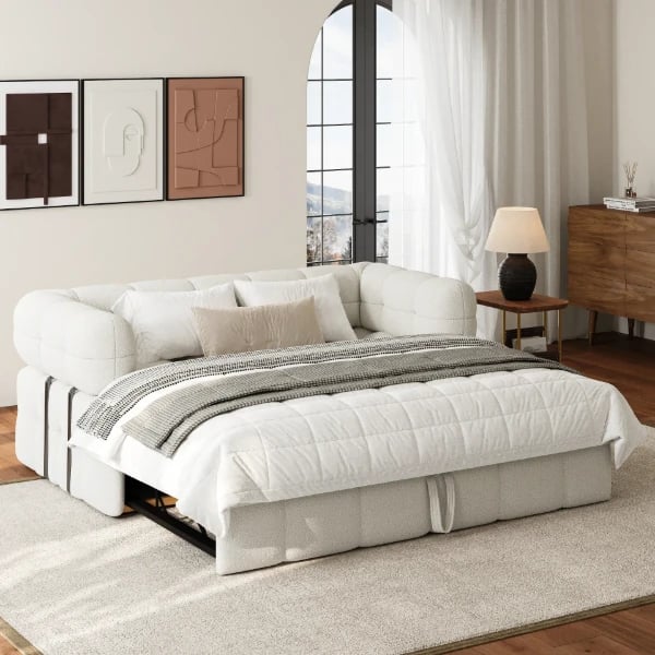 Rumi Convertible Sofa Bed – Modern Tufted Design