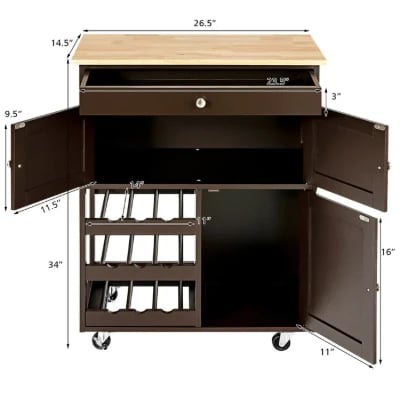 Asac Rolling Kitchen Island with Storage