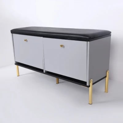 Arvo – Natural Wood Storage Bench with Gold Metal Legs