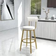 Élysée Bar Stool – Gold Frame with Padded Backrest