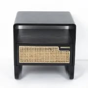 Picture of Kramsi Black Nightstand Rattan with Natural wood