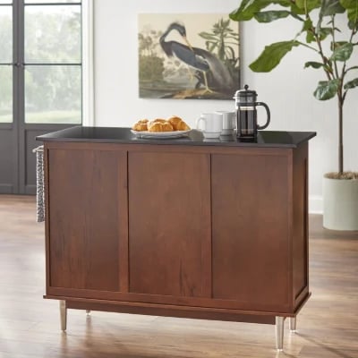 Classy Kitchen Island Table with Storage Cabinets - Natural Wood
