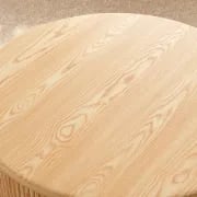 Aureo Round Storage Coffee Table with Sliding Doors – Natural Wood