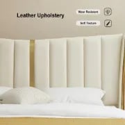 Picture of Luxe Haven Upholstered Bed – Elegant Ivory & Gold