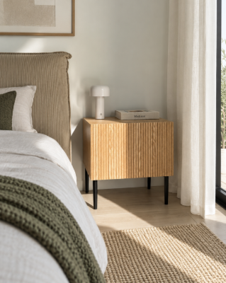 Orlane – Natural Wood Bedside Table with Modern Design