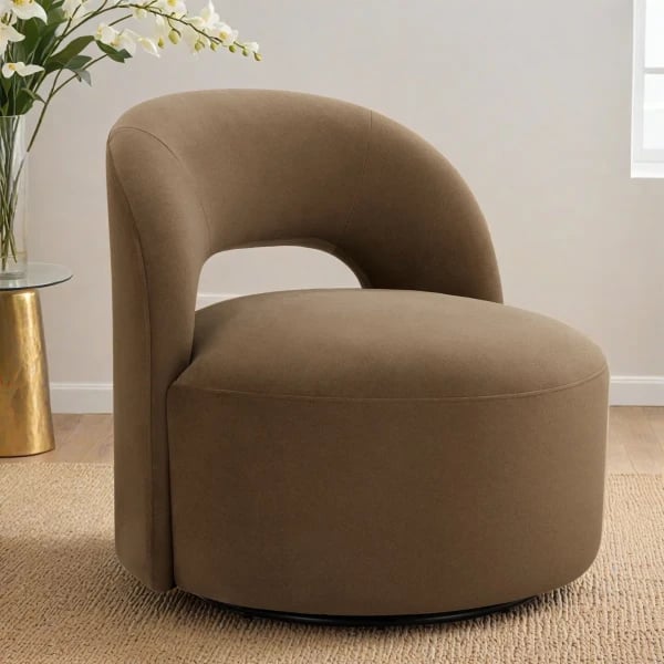 Élite Curve Accent Chair-Natural Wood.