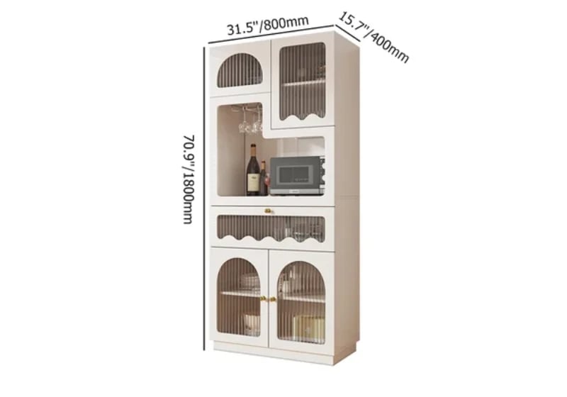 صورة بوفيه صغير ابيض خشب طبيعي -أزها