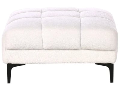 Nuvia Bouclé Ottoman – Modern Design with Natural Wood Frame and Metal Legs