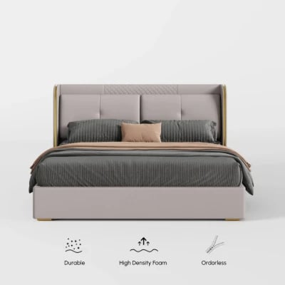 Picture of Serenzo Modern Upholstered Bed - Natural wood