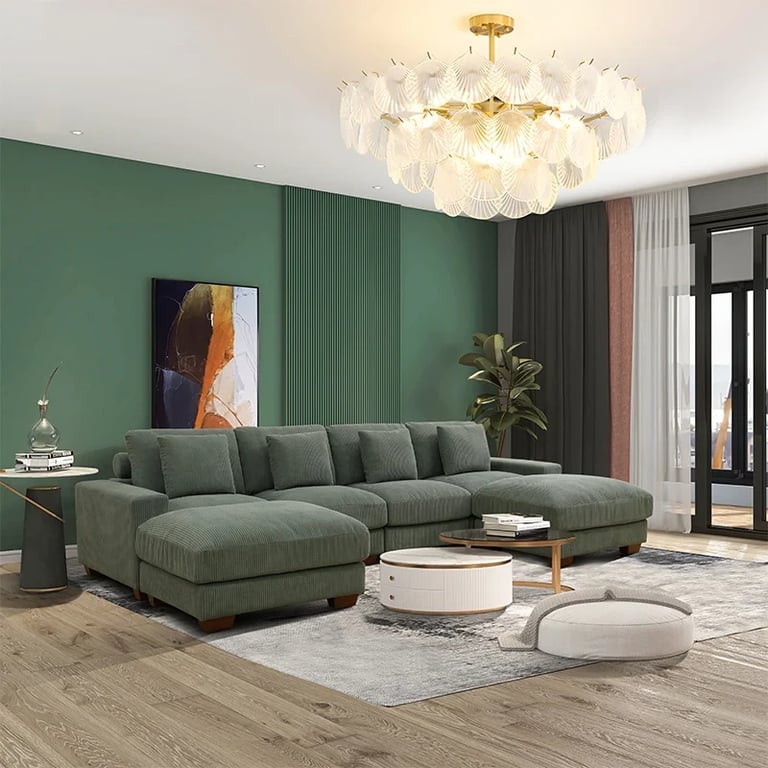 Picture of Veloro U-Shaped Sectional Sofa –  Natural Wood Base