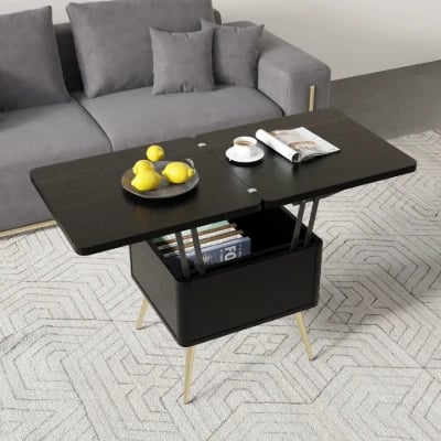 Lunaro – Coffee Table with Dual Lift-Top Surface | Natural Wood