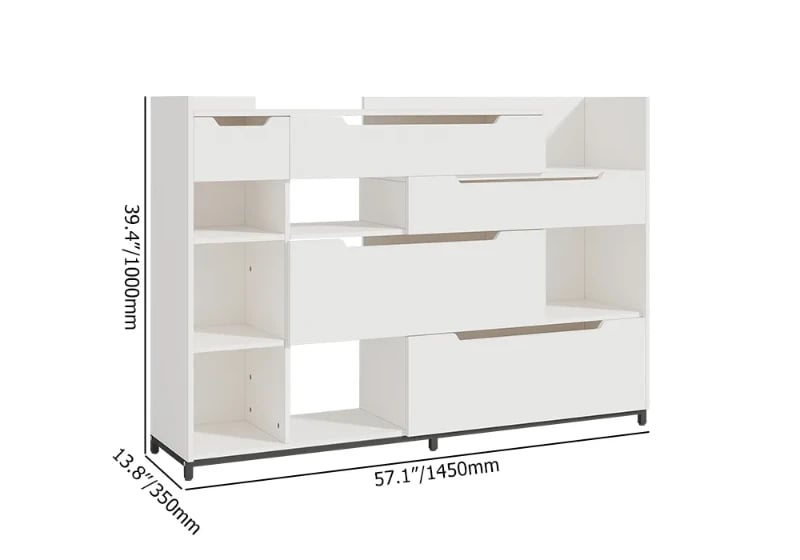 Nordic White Shoe Storage Cabinet with 7 Shelves 5 Drawers Entryway Shoe Storage