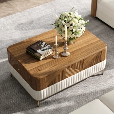 Clairvaux – TV Unit, Coffee Table & Side Table Set in Natural Wood