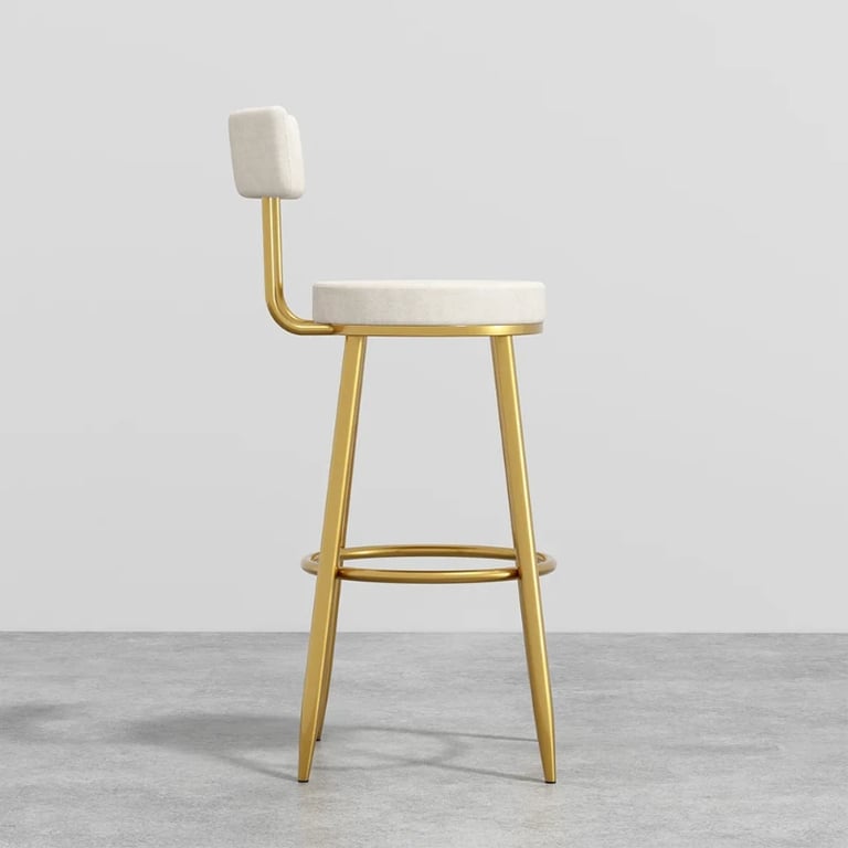 Élysée Bar Stool – Gold Frame with Padded Backrest
