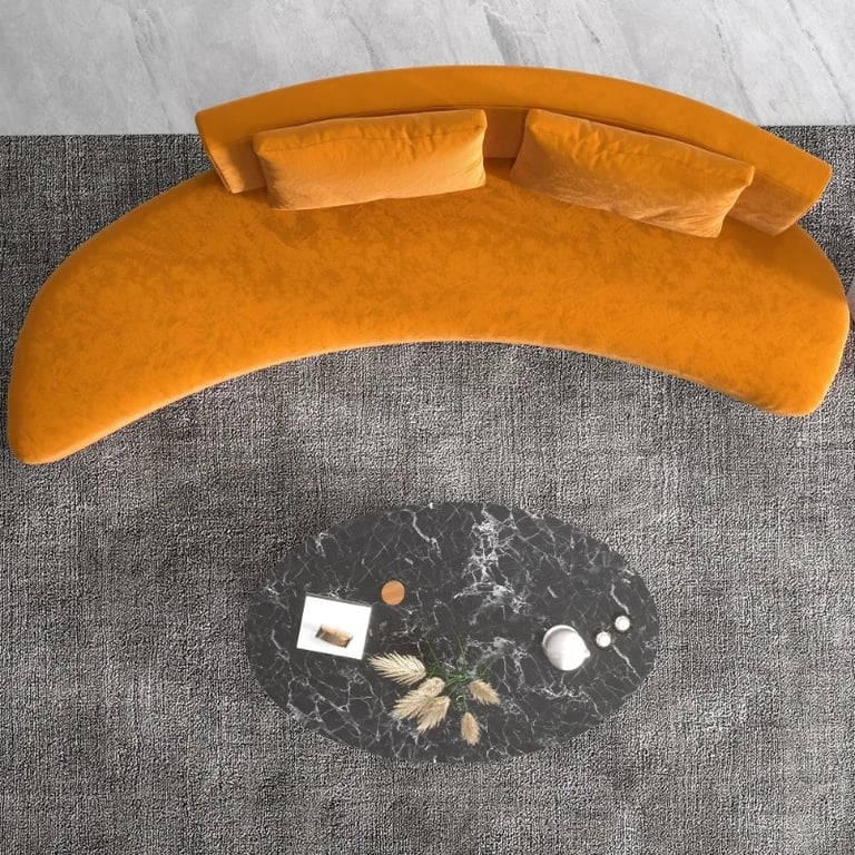 صورة كنبة تيمبرلاين برتقالية مخملية مبطنة