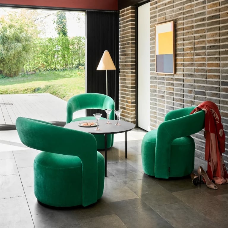 Picture of Patchie Patchwork Accent Chair – Soft Upholstery with Natural Wood Base