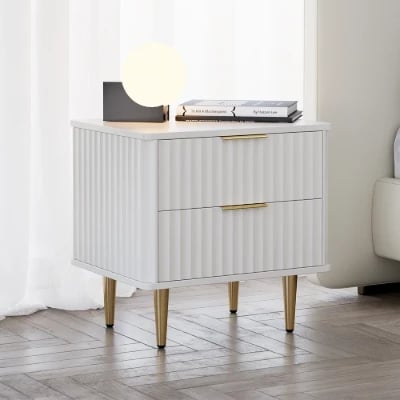 Siri – Side Table in Natural Wood with Stainless Steel Legs