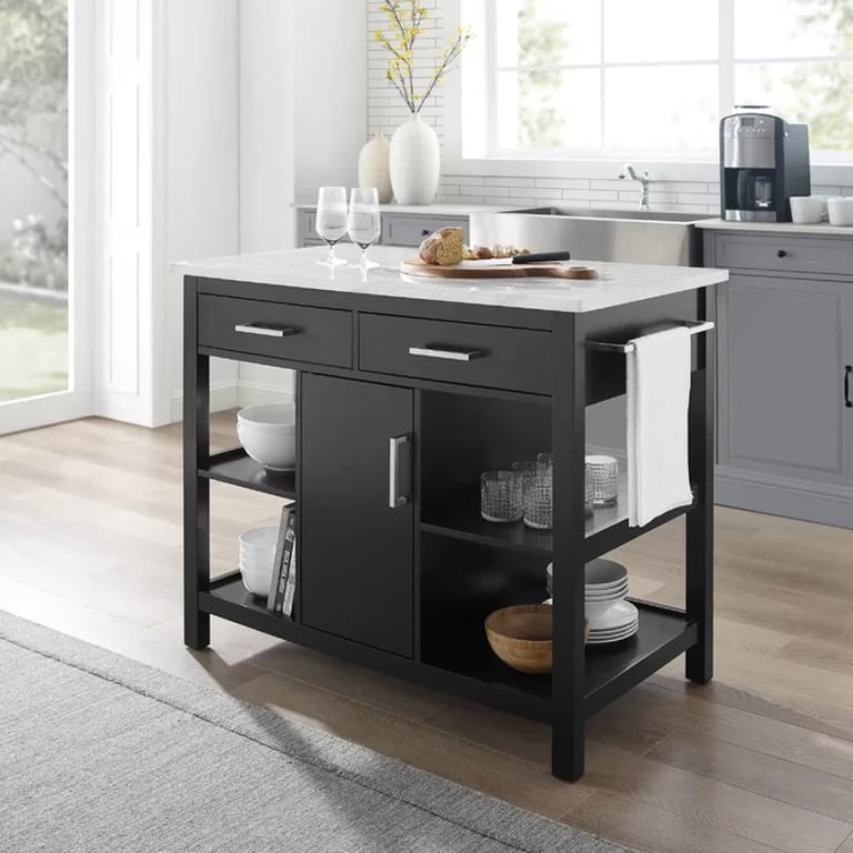 Flury Small Kitchen Island with storage