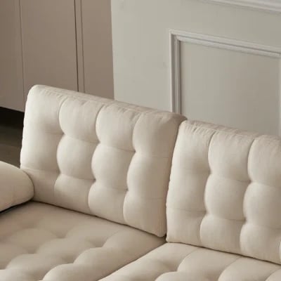 صورة جيڤارا كنبة ركنية على شكل يو– 3 قطع بقاعدة من الخشب الطبيعي