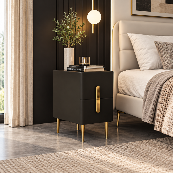 Picture of Inarrow Modern Nightstand Gold legs - 2 drawers