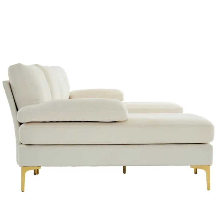 صورة مودين كنبة ركنية على شكل حرف الـ – بقاعدة من الخشب الطبيعي