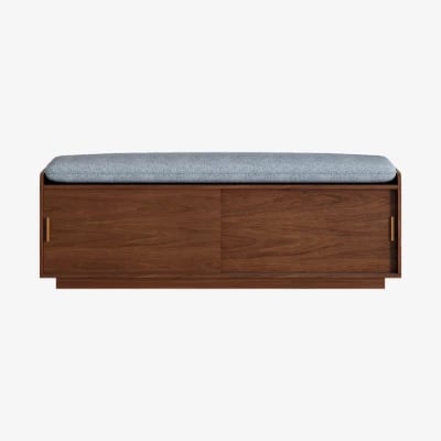 Elara – Natural Wood Storage Bench with Cushioned Seat