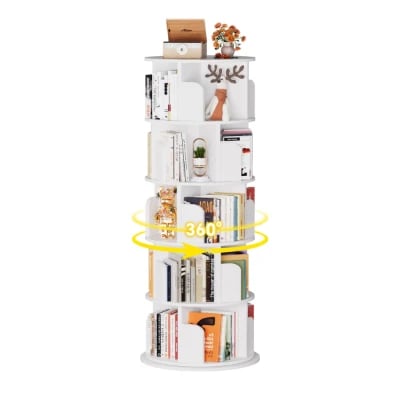 Tourna – Modern Rotating Natural Wood Bookcase