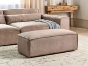 Maren Ottoman – Soft Upholstery with Natural Wood Frame