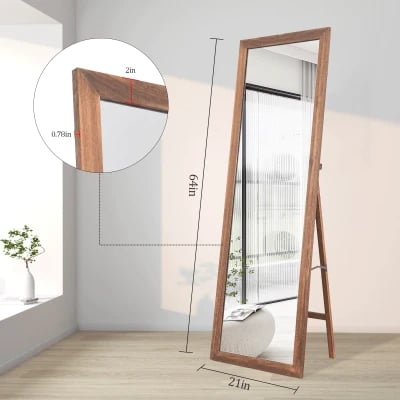BEAUTYPEAK Full Length Mirror Wood Frame Floor Mirror Standing Mirror