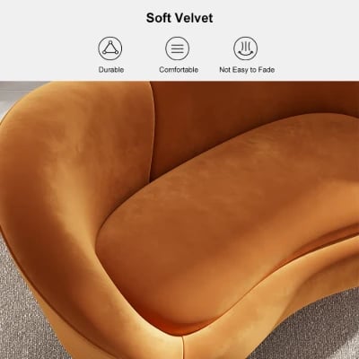 صورة كنبة رويال قطيفة منحنية 2 مقعد