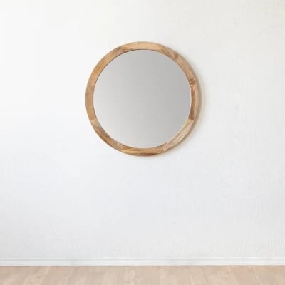 Amane Round Solid Wood Wall Mirror