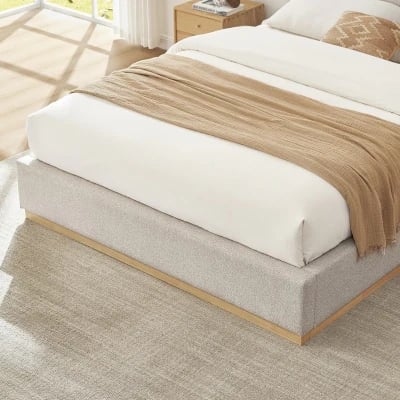 Lunessa Upholstered Queen Bed – Natural Wood
