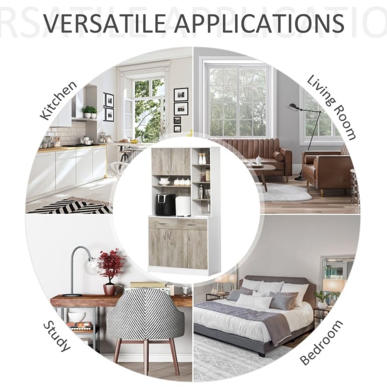 Silia Kitchen Unit – Natural Wood Design with Open and Closed Storage