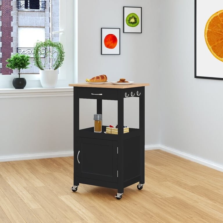Tolia Solid Wood Kitchen Cart and Locking Wheels