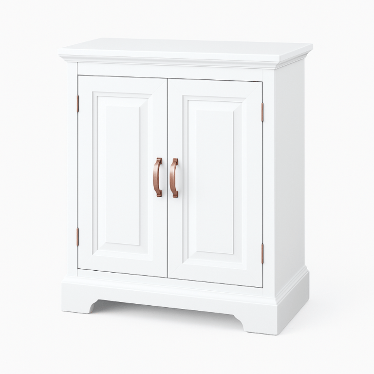 Picture of Eloria – Natural Wood Bathroom Floor Cabinet with 3 Shelves