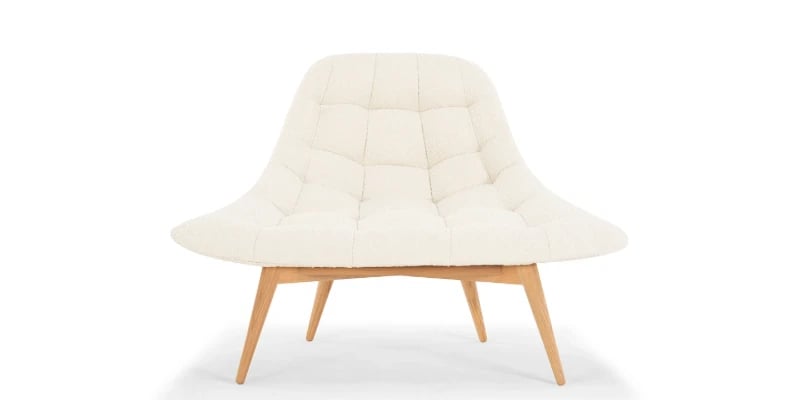 Elton Upholstered Natural wood chair White