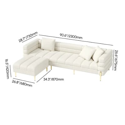 Picture of Amélis– Modern Natural Wood Sofa Set with Armchair and Ottoman,Metal Golden Legs