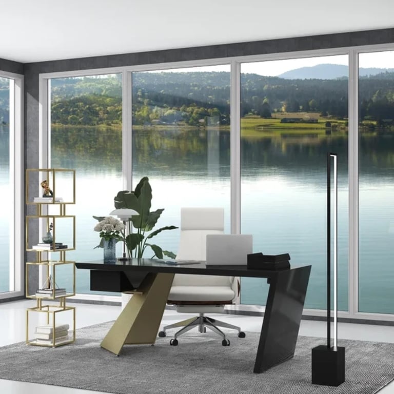 صورة رامفي – مكتب كتابة من الخشب الطبيعي مع إطار هندسي