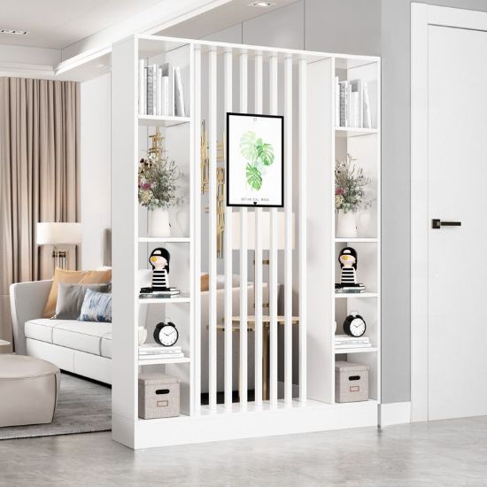 Merin – Natural Wood Room Divider with Shelves on Both Sides