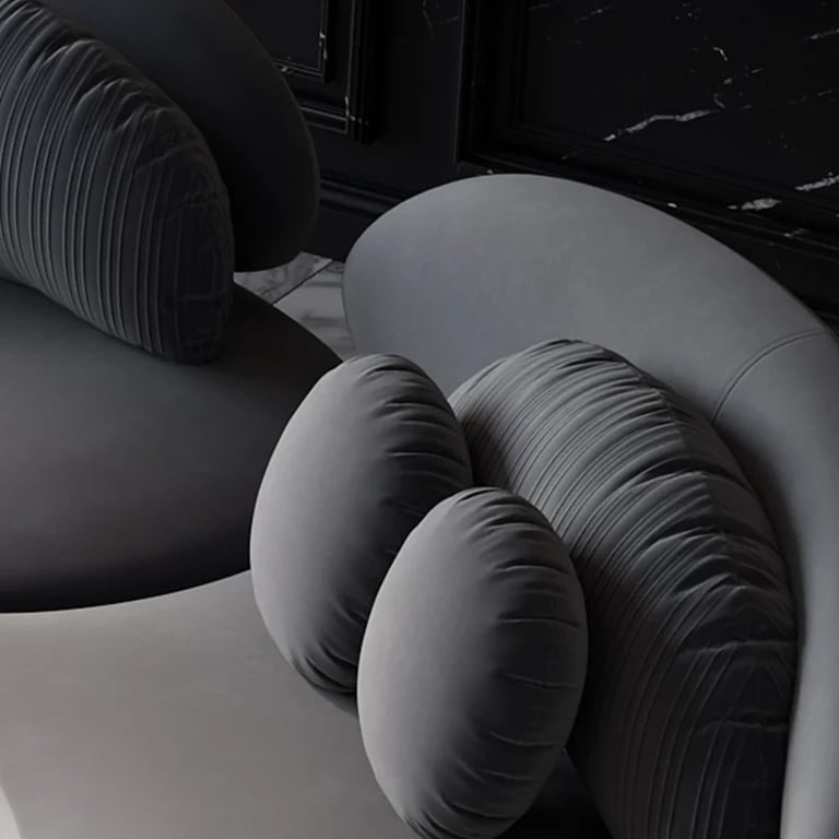 صورة روتانا – كنبة أرضية منحنية بتصميم فني – 3 قطع- خشب طبيعي